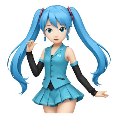hatsune miku dancing in her classic outfit sticker