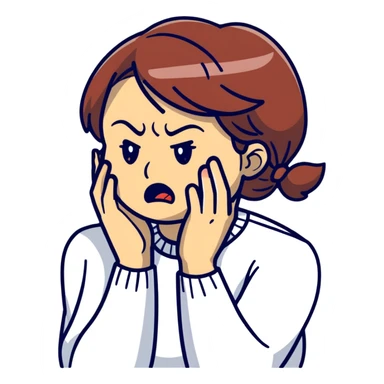 angry and sad crying woman who avoid the communication sticker