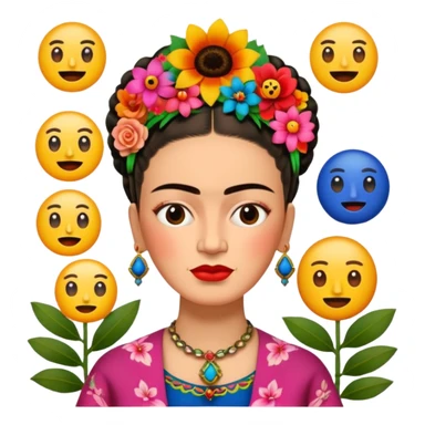 defferent emojis and emoticons in style of Frida Kahlo sticker