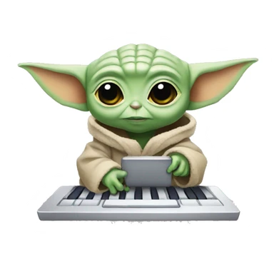 baby yoda typing on keyboard sticker