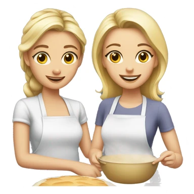 One blonde girl and one brunette girl baking sticker