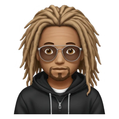 Man with dreadlocks and sun glasses and a black hoodie  sticker