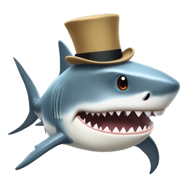 shark with tophat, in the style of Studio Ghibli sticker