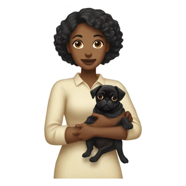 black woman holding a puppy pug sticker