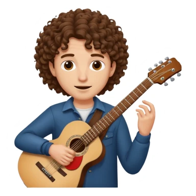 Man with curly hair playing guitar  sticker