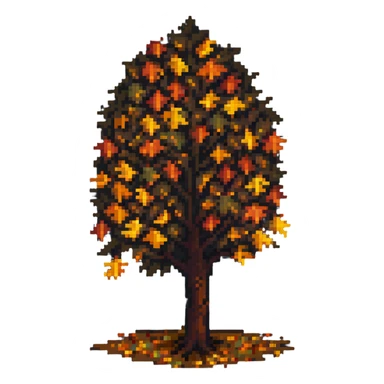 colorful autumn tree with falling leaves sticker