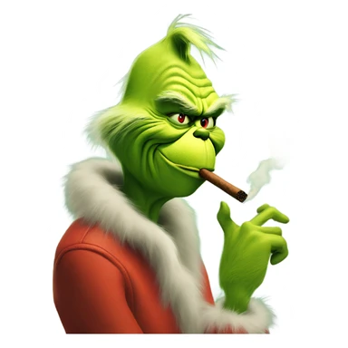 The grinch smoking a cigar sticker