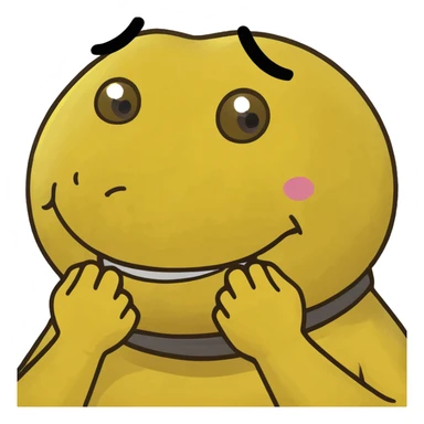 Round yellow emoji with tung out and hands on neck sticker