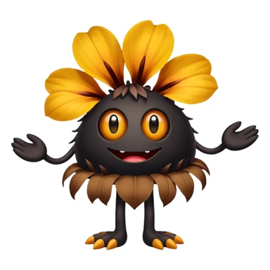 A flower like a monster with arms and legs, the body is a little bit black and the another bit brown sticker