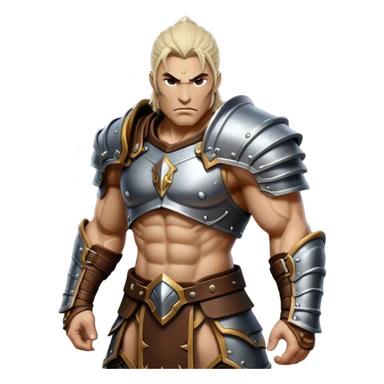 Cinematic Realistic WoW Human Warrior Portrait, captured in a dynamic, battle-ready stance, muscles defined beneath intricately detailed steel armor accented with rich leather. His chiseled visage and determined gaze are rendered with lifelike texture and dynamic natural lighting, high shine, evoking the fierce, relentless spirit of a human warrior in the midst of combat. sticker