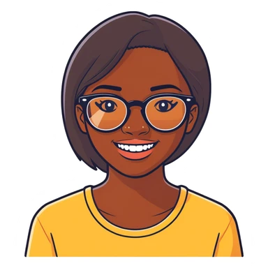 Darskin pretty girl with glasses and a gap sticker