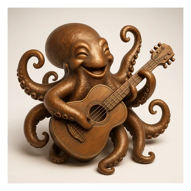 happy octopus with multiple arms playing guitar sticker