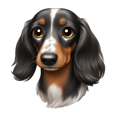 Black brown and white marbled long haired dachshund  sticker