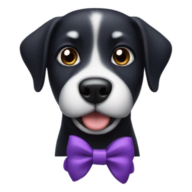 a black dog with a purple bow sticker
