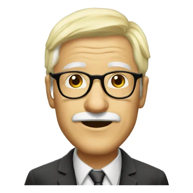 Blonde old man glasses no frame sticker