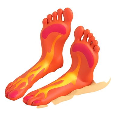 foot stepping on scorching hot beach sand with heat waves rising, showing pain without blood sticker