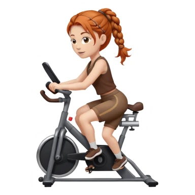 Ginger french braids riding stationary bike brown outfit sticker