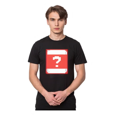 A man in a black t-shirt holding a red square, with the text "продающий красный" sticker