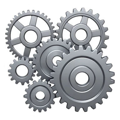 Interlocking gears turning smoothly, representing a well-functioning system or process sticker