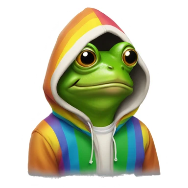 Frog wearing a pride hoodie sticker
