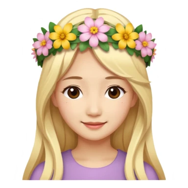 asian woman blonde flower crown long hair sticker