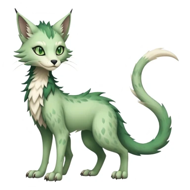 Kawaii dark edgy fantasy ethereal feline-vernid-sergal-fursona animal creature with a tufted tail full body with intricate markings  sticker