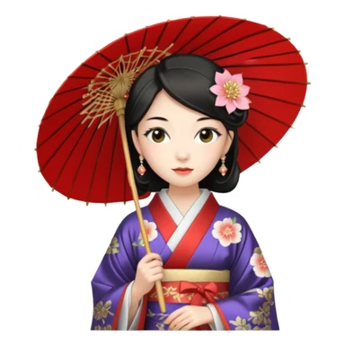 Japanese Princess  with paper umbrella sticker