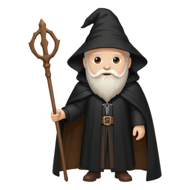 A wandering philosopher in a long black cloak with a staff sticker