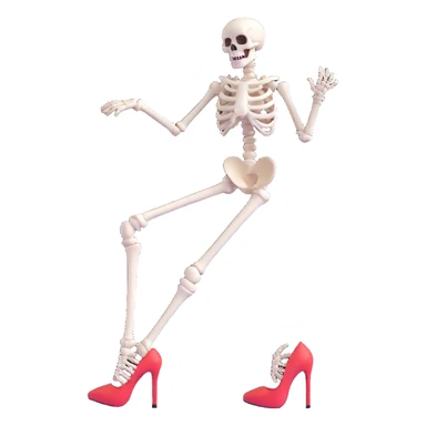 sassy and chic skeleton with high heels sticker