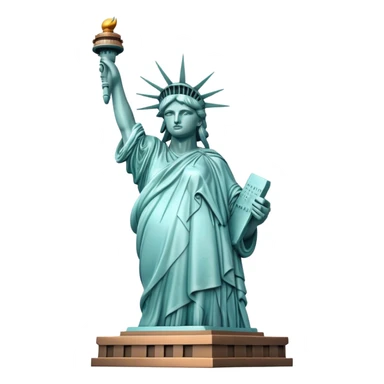 Cinematic Realistic Statue of Liberty Landmark Emoji, depicted with the iconic, majestic statue set against a clear sky rendered with detailed textures and dramatic, symbolic lighting. sticker