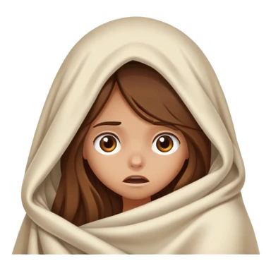 a tanned girl with brown long hair hid under the blanket in fear sticker