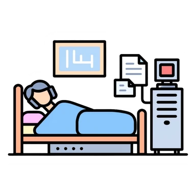 medical sleep lab with patient connected to sleep monitoring equipment for polysomnography sticker