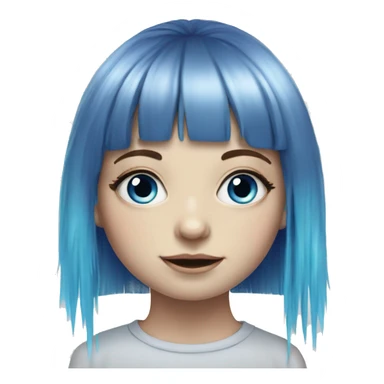 Hyperrealistic drawing pale girl with blue eyes and rainbow long hair with fringe  sticker