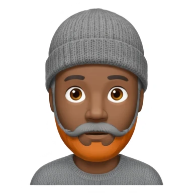 Middle-aged black male, gray goatee beard, wearing a gray knit beanie sticker