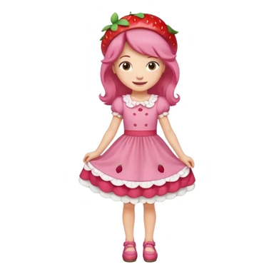 pretty and cute realistic modern day cartoon character strawberry shortcake full body sticker