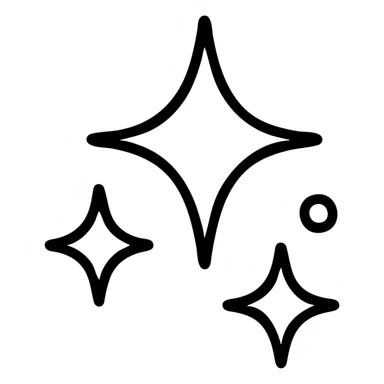 magic sparkles outlined icon with black lines no fill sticker