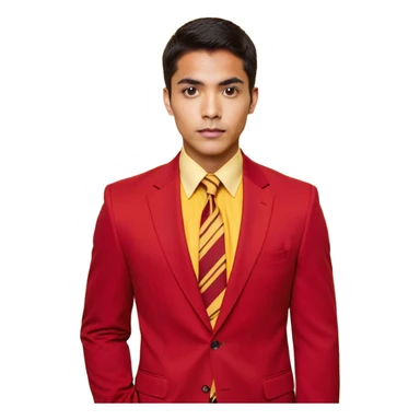 "A bust of a professional man wearing a red blazer with yellow accents, a yellow dress shirt, and a red tie, symbolizing career growth and opportunities. He has a confident expression, short well-groomed hair, and a determined look. Behind him, a financial or business growth chart (📈) with a bold red upward-trending arrow is displayed, reinforcing the theme of progress and success. The background is minimalistic, with clean lines focusing on the man’s upper torso and the business chart. The overall design is modern, professional, and business-oriented. sticker