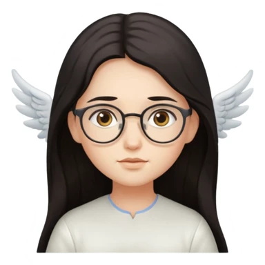 Angel with eyeglasses and long dark hair sticker