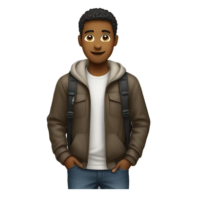 young man wearing bag pack, full body, back angle sticker