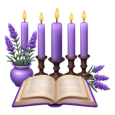 Gorgeous beautiful aesthetic decorative Lavender flowers and candles and book  sticker