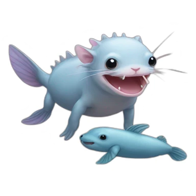 A axolotl with a sea lion sticker