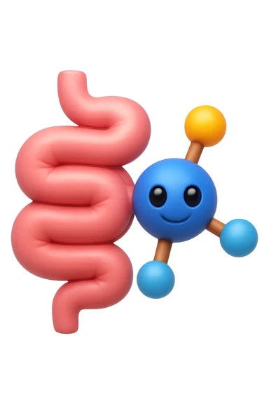 emoji stile iphone in 3d di istamina molecola con intestino, iperrealistico 4k sticker