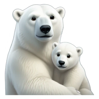 a polar bear cub with her cub sticker