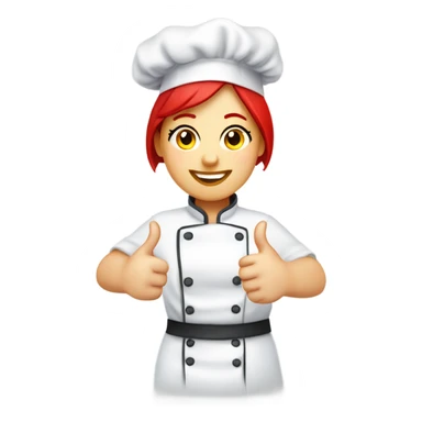 chef hat wearing  thumbs up chubby face red short haired female chef sticker