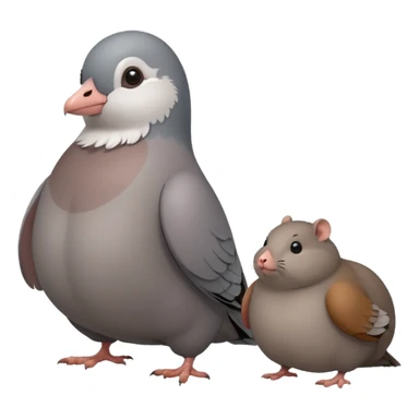 fat pigeon standing next to a fat rat sticker