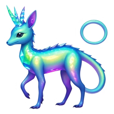 Shiny Exotic Colorful Neon-colored Ethereal Sparkly Amaura-Aurorus-Fakémon-hybrid-creature (full body)  sticker