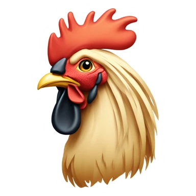 Attractive Rooster face with long blonde hair sticker