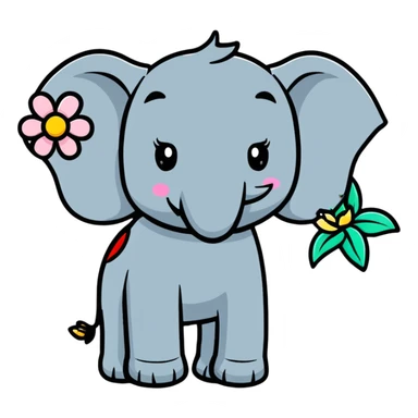 Elephant with hummingbird wings and flower trunk sticker