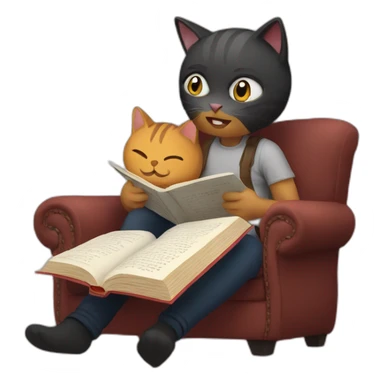 Reading with a cat sticker