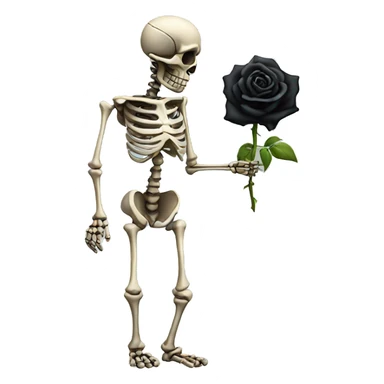 Skeleton with black rose in hand seriously judging, standing sticker